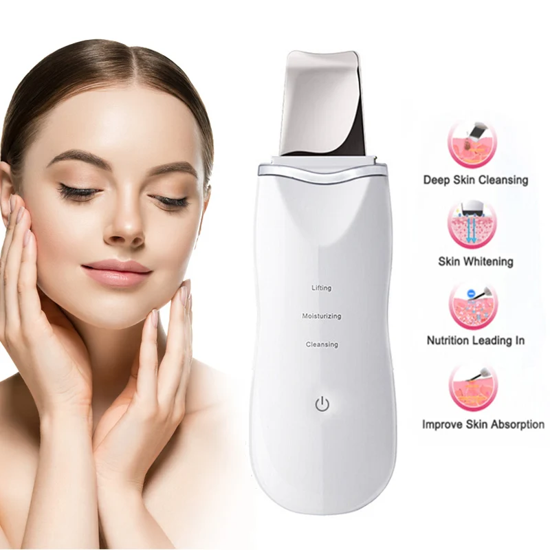 Ultrasonic Ion Deep Cleaning Skin Scrubber Facial Pore Cleaner Peeling Shovel Rechargeable Skin Care Device Beauty Instrument