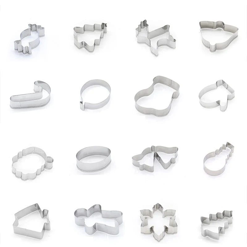 

16 Pack Christmas Cookie Cutter Stainless Steel Cut Candy Biscuit Mold Cooking Tools Christmas Theme Metal Cutters Mould