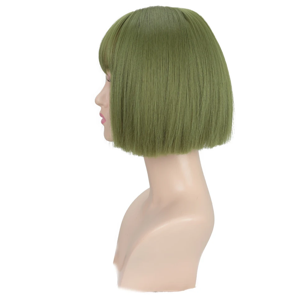 MUMUPI Лолита зеленый короткий прямой парик с челки термостойкие синтетические волосы женские вечерние парики для косплея
