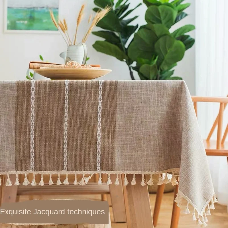 

Simple Striped Mosaic Tablecloth Fabric Cotton Hipster Coffee Table Table Cloth Ins Wind Rectangle Tablecloth