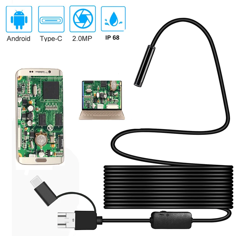

1080P Newest USB Snake Inspection Camera 2.0 MP IP68 Waterproof USB Type-C Endoscope with 8 LED for Samsung Huawei Xiaomi PC