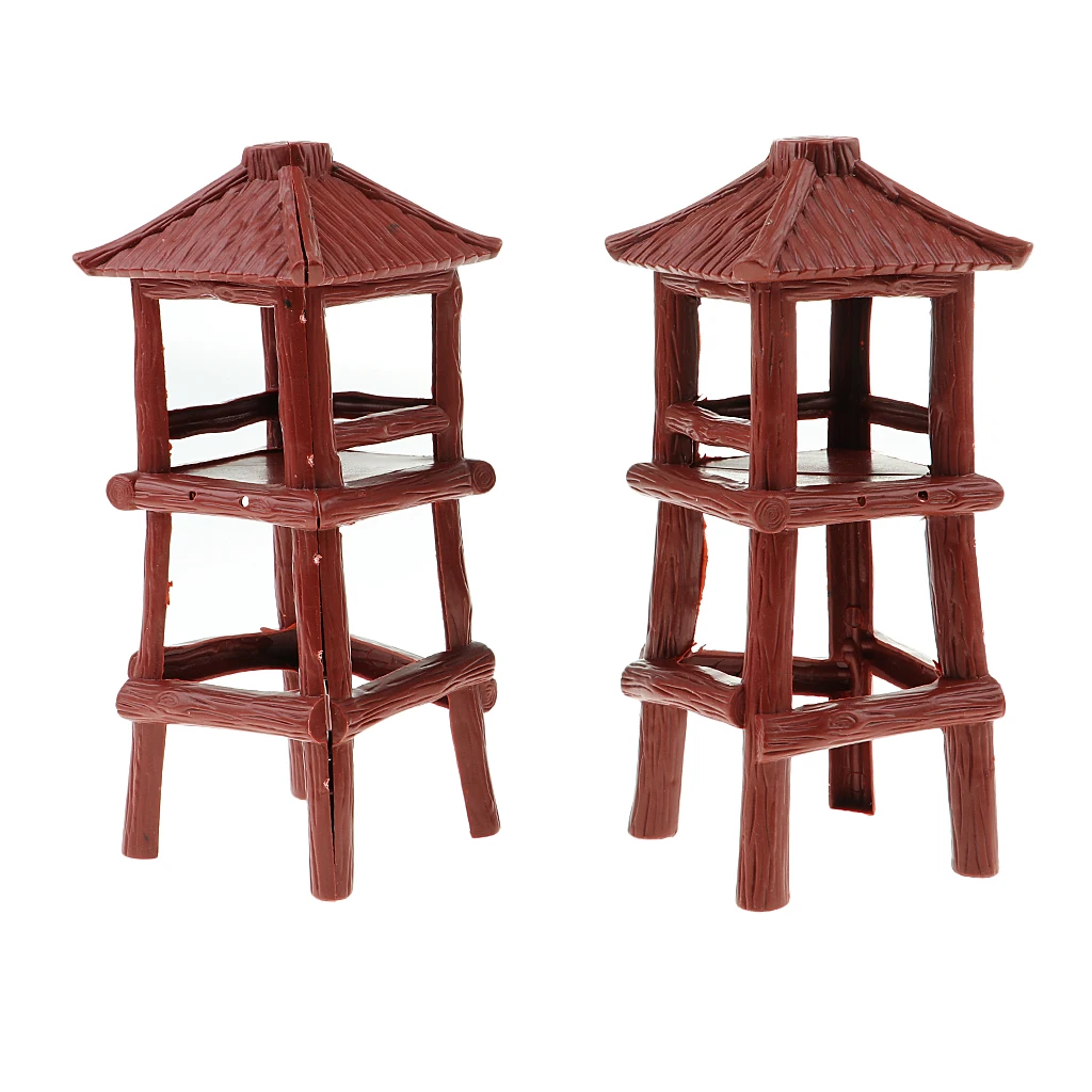 2Pcs Military Toy Soldier Watch Tower 18.5cm for War Game Landscape Building