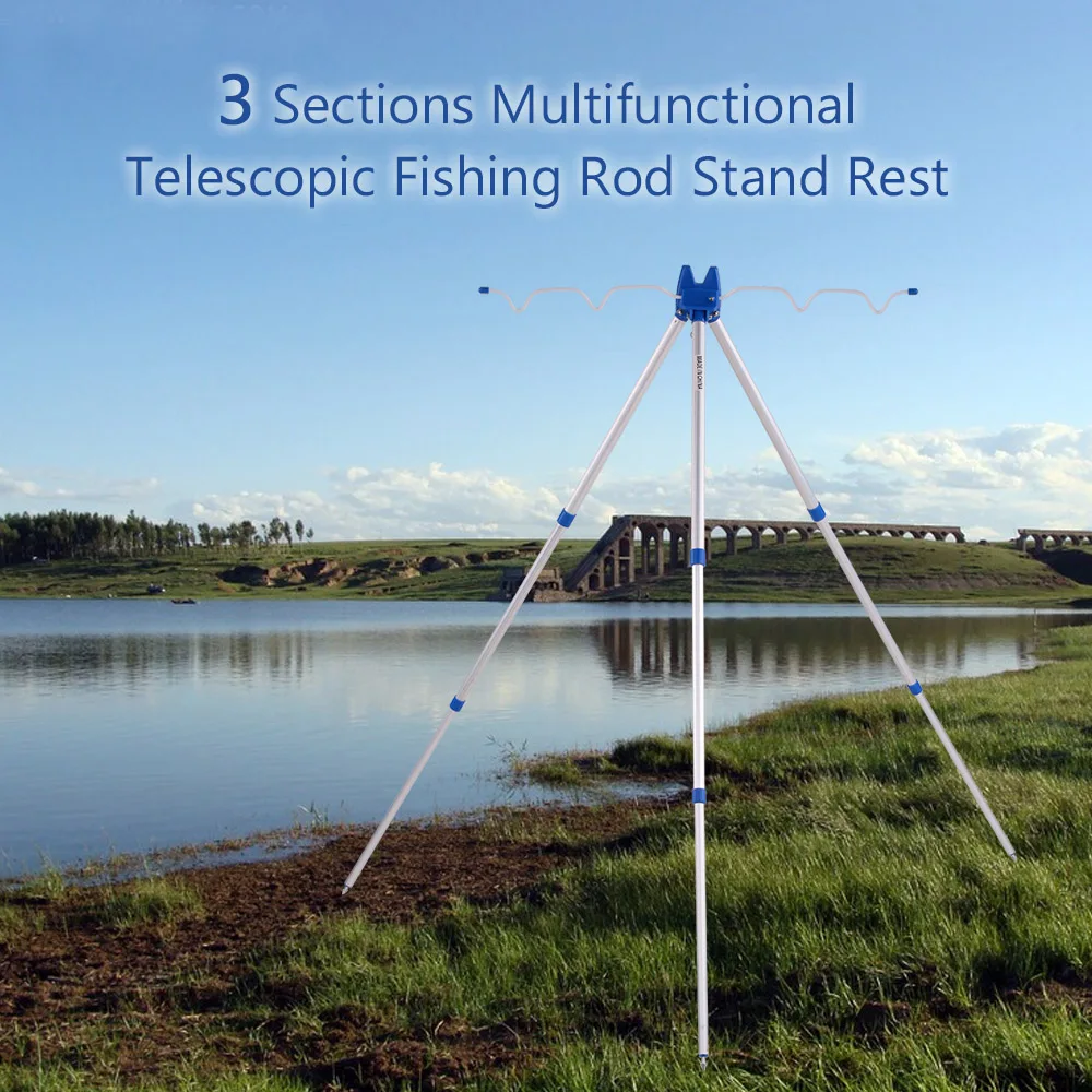 

Rest Sea Fishing Tripod Rod Holder Coarse Shore Pier Tackle 3 Sections Multifunctional Portable Telescopic Fishing Rod Stand