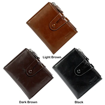 

Multi-function Men Fashion Short Purse PU Leather Multi-slots Zipper Wallet Male Business Casual Solid Color Money Card Bags