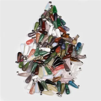 

Wholesale Natural Stone Pendant Quartz Tiger Eye Onyx Opal Mix Charms Water Drops Pendants For Jewelry Making Necklace Earrings