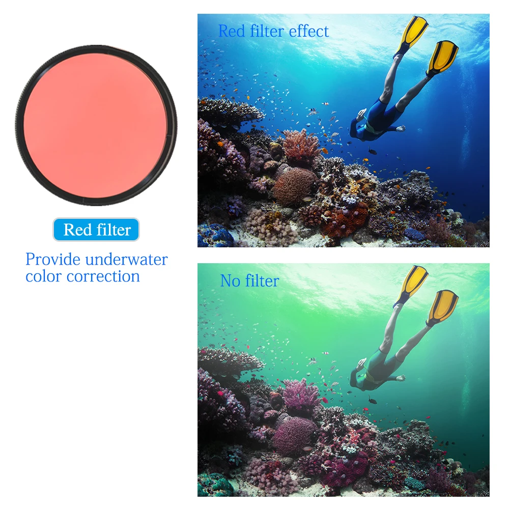 Scuba Waterproof 67MM Red Filter for Diving Underwater Photography Camera Housing 67mm Thread Photography Camera