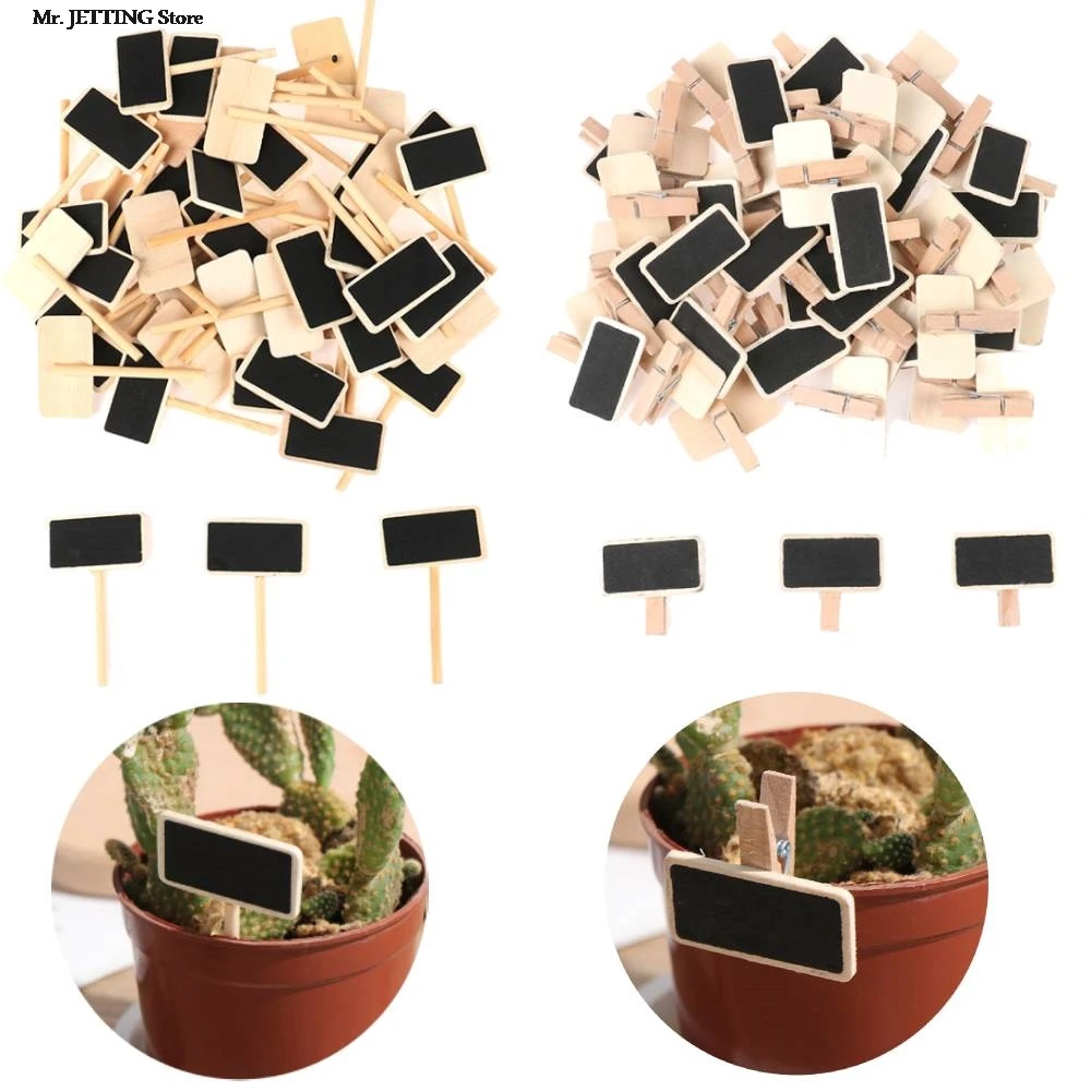 50Pcs Mini blackboard wood message slate rectangle clip clip panel card memos label