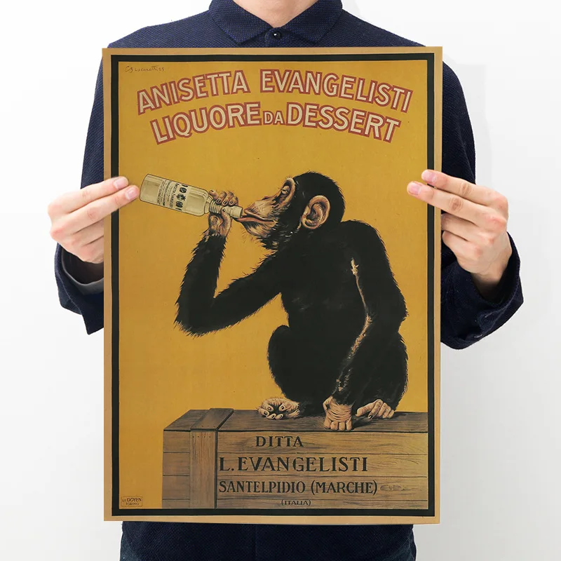Постер в стиле ретро из крафт-бумаги серии Gorilla украшение комнаты картина