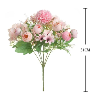 

2pcs 7 Forks 15 Artificial Camellia Small Wild Flower Home Room Decor Silk Flowr Fake Flower Flores For DIY Home Garden Wedding