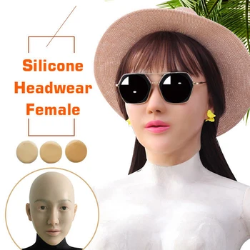

Silicone Realistic Female Headwear Crossdressers Masquerade Silicone Mask Headwear Face for Feminine Drag Queen Transgender