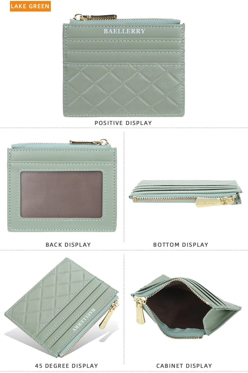Women Small Wallet Credit Multi-Card Holder Package Fashion PU Function Zipper Ultra-Thin Organizer Case Student Lady Coin Purse