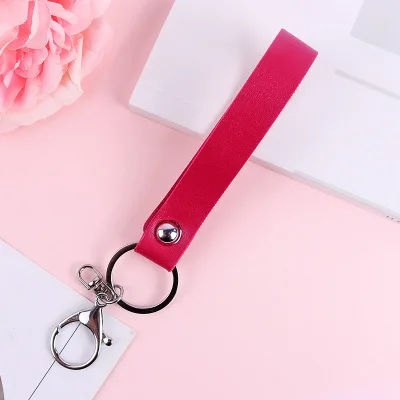 rose red ZG ручной работы кожаный шнур ПУ брелок Металлический брелок для ключей для мужчин и женщин браслет брелок автомобиль подарок кулон аксессуары - Цвет: rose red