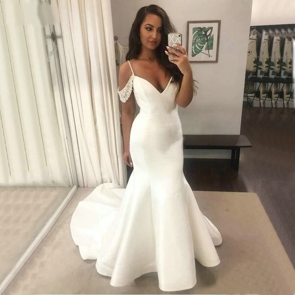 Simple Mermaid Wedding Dress Long Sexy 