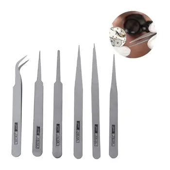 

6Pcs Stainless Steel Anti-static Tweezer Maintenance Repair Tool Nipper TS10-15