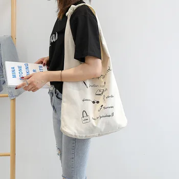 

2020 new canvas bag shoulder female ins style simple and versatile portable new student summer Japanese bag women handbags