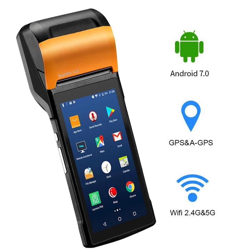 

SUNMI Android PDA Handheld POS Termainal Printer Receipt Printer eSIM 4G WiFi with Camera speaker for mobile order market