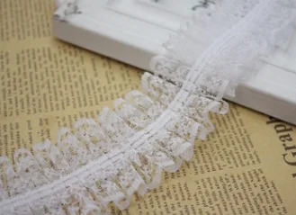 white 30 ярдов 4,5 см шифоновая плиссированная отделка с оборками Свадебная лента для свадебного платья желтые белые аксессуары из тканей - Цвет: white