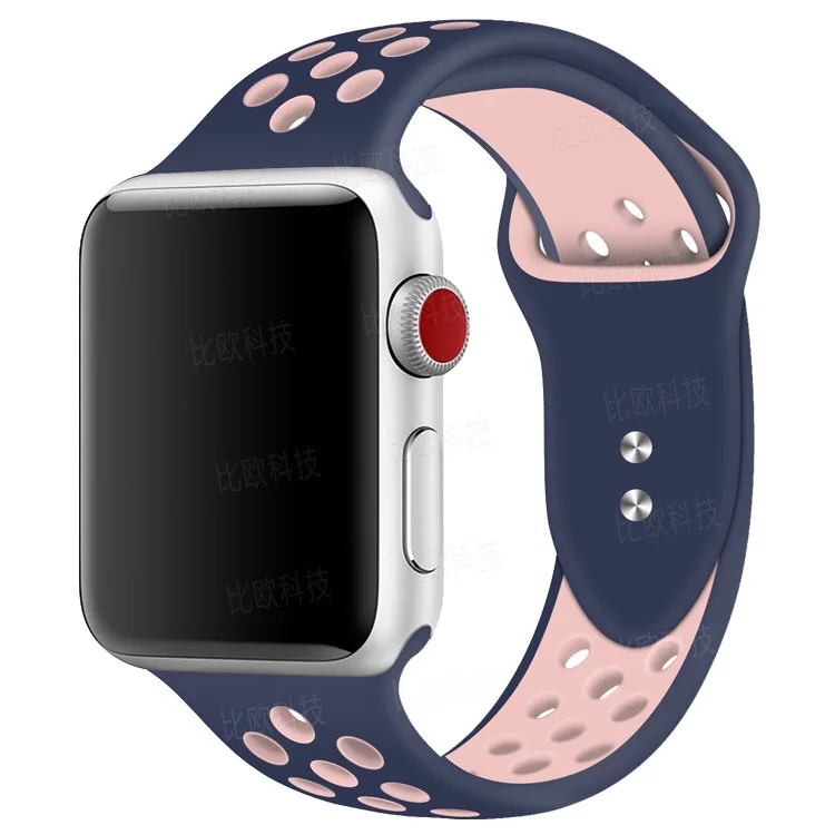 20 шт./лот силиконовые спортивные дышащий ремешок для наручных часов Apple Watch Смарт i-Watch 38/40/42/44 мм с ремешком 1/2/3/4G smartwatch Браслет