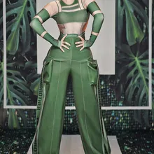 Зеленый Военная Униформа комбинезон с длинными рукавами бар Выпускной одежда для пения женские танцевальные вечерние широкие Леггинсы наряд