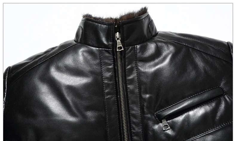 PViviYong winter high quality real leather jacket, sheepskin down jackets coat mink collar parka 16J5833