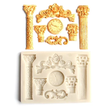 

Roman pillar clock shape DIY silicone mold fondant mould cake decorating tool