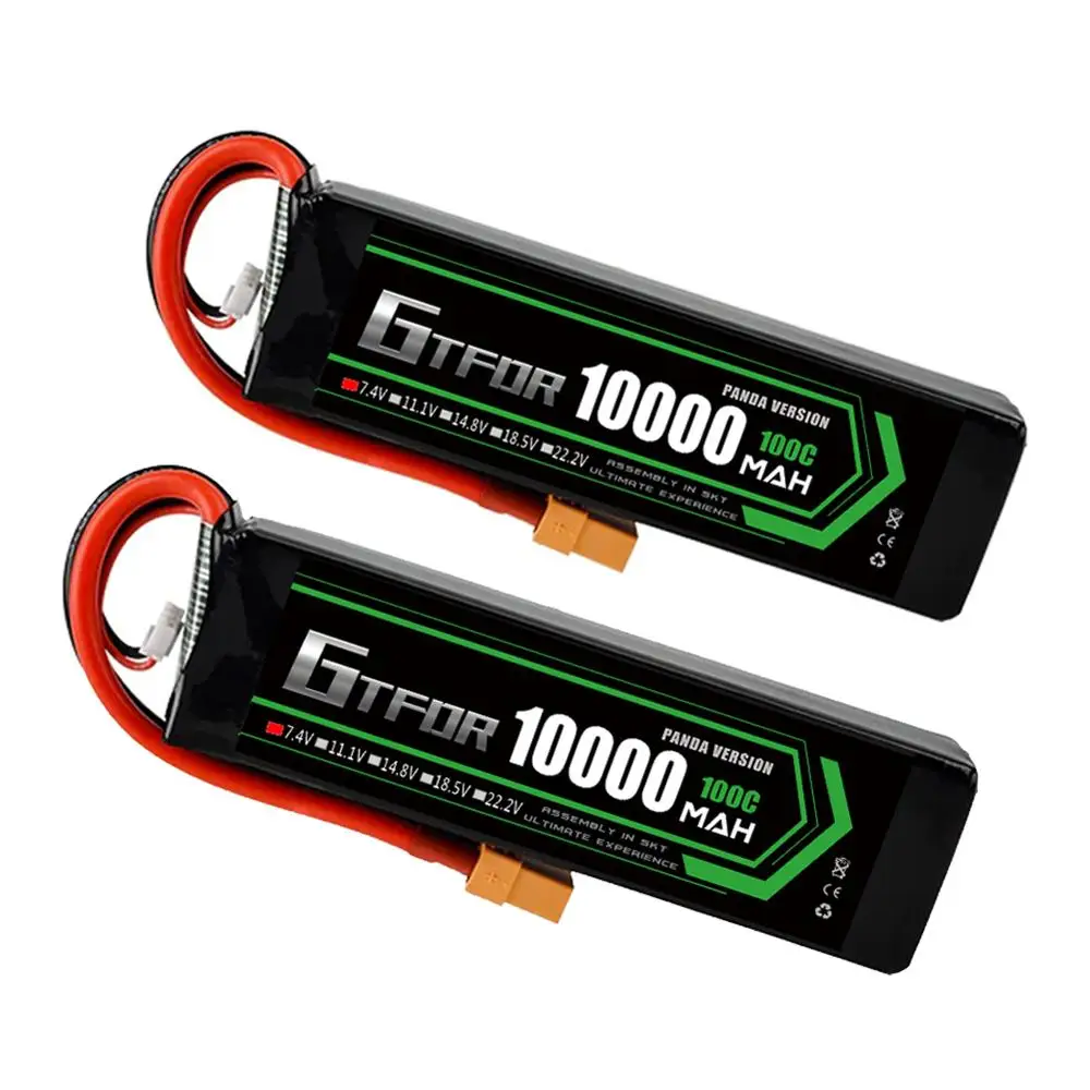 GTFDR 2 шт. Литий Полимерный Аккумулятор 7 4 в 10000 мАч lipo 2S 100C для радиоуправляемой