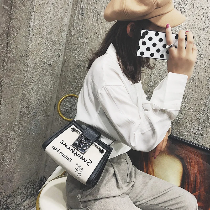 

Small Bag Women's 2018 New Style Fashion Korean-style Single-shoulder Canvas Bag Rhombus Shoulder Bag Summer Chain Hand Square S