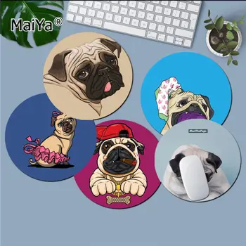 

MaiYa Non Slip PC Cute Pug Dog gamer play mats round gaming Mousepad gaming Mousepad Rug For PC Laptop Notebook