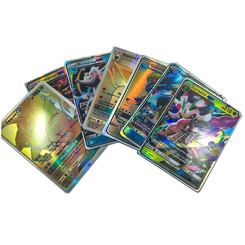 Takara Tomy jouets loisirs jeu Collection cartes à collectionner 100 pièces brillant carte anglais Pokemon formateur GX EX