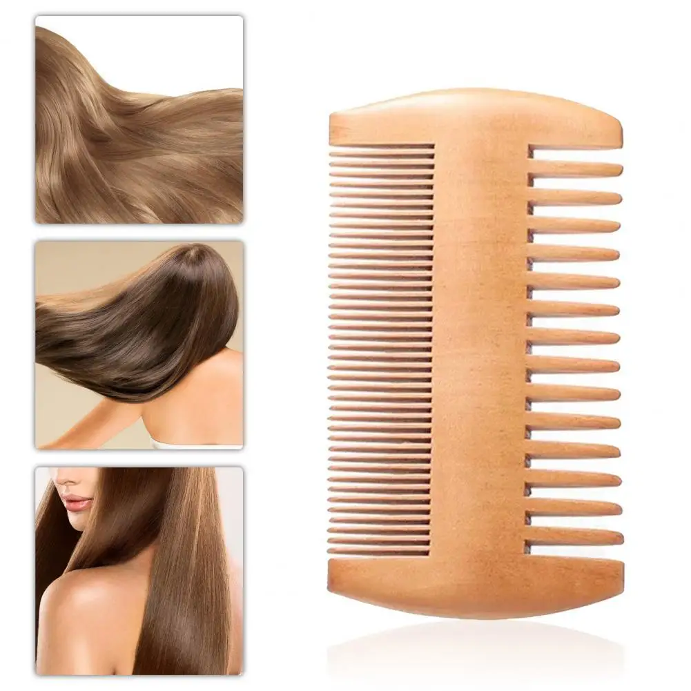 Double-Sided Comb Natural Minimalistic Staticless Frizzless Peach Wood  Double-Sided Massage Beard Comb for Home Use - AliExpress