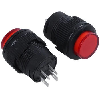 

New 2 Pcs 4 Terminals Red LED Lamp Momentary Push Button Switch DC 3V