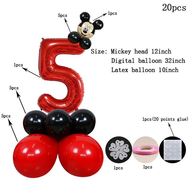 balloon5-20pcs Вечерние принадлежности с изображением Микки Мауса, вечерние украшения, Детская Подвеска в виде шара на день рождения - Цвет: balloon5-20pcs