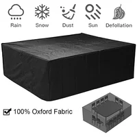 75 Sizes  Furniture Waterproof  Cover For Rattan Table Cube Chair Sofa  Rain Garden Patio Protective Cover Black and Silver 2