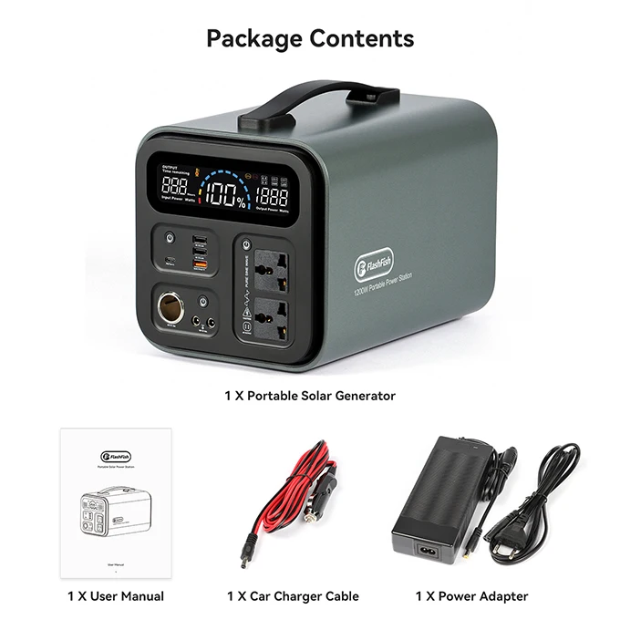 Générateur à Électricité Solaire Portable, Chargeur 220 V, 230 V, 1100 Wh, 1200W (Pic à 2000 W), Prises Secteur AC, Batterie de Dépannage CPAP, l'Extérieur, RV, Van