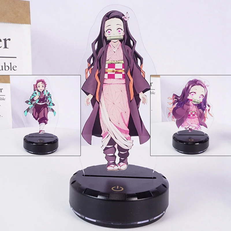 Demon Slayer экшн аниме 3D изменение цвета Светодиодная фигурка Kimetsu No Yaiba Kamado Nezuko Kamado Tanjirou настольная визуальная модель подарок игрушка