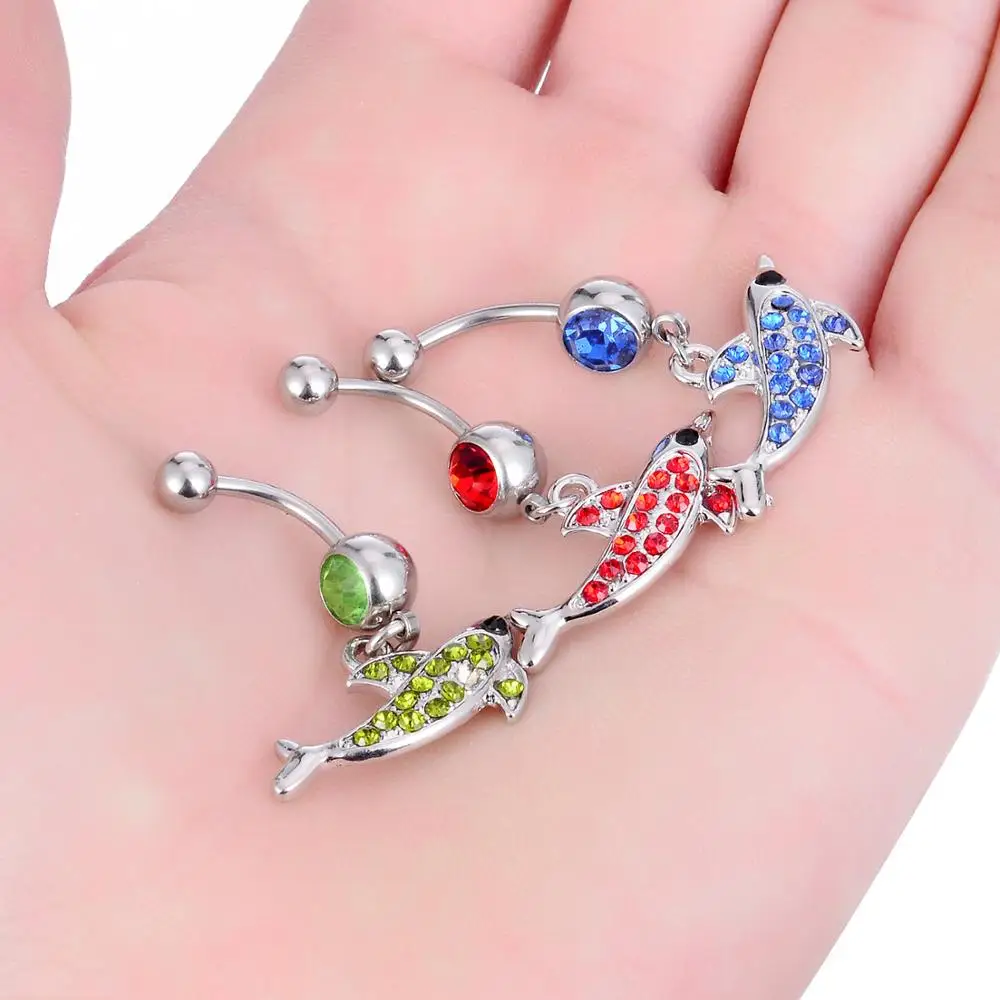 Stainless Steel Crystal Heart Belly Button Piercing Dangle Fashion Navel Piericng Ring Animal Piercing Jewelry 1PC piercing jewelry belly button piercings body piercing jewelry body jewelry