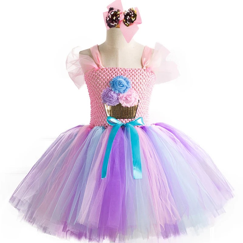 Шикарный сон торт из конфет карнавал Дети девушки платье костюм принцесса цветок блесток малыши девочки Очаровательная балетная юбка