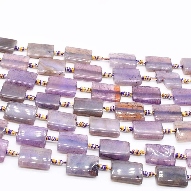 41mm Natural Frost Pale purple rectangular Agates smooth stone beads For DIY Necklace Bracelets Jewelry Making 15