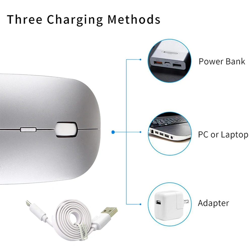 SUNGI тонкая Bluetooth мышь, беспроводная Бесшумная мышь, 1600 dpi перезаряжаемая для iPhone iPad Macbook