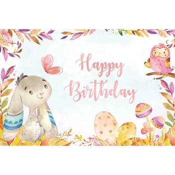 

Rabbit Easter Butterfly Eggs Mushroom Animals Baby Shower Birthday Backdrop Vinyl Photography Background For Photo Studio Shoot