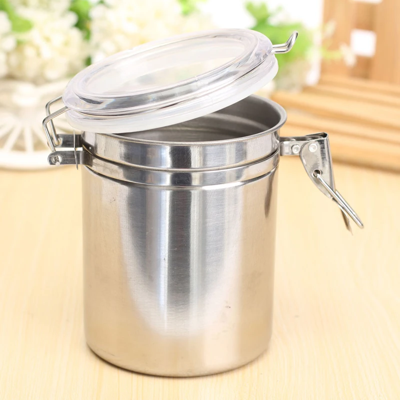 Stainless Steel Airtight Sealed Canister Coffee Flour Sugar Tea Container Holder