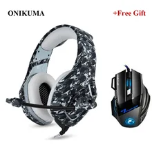 ONIKUMA K1 камуфляжные игровые гарнитуры проводные ПК стерео наушники с микрофоном для PS4 ноутбук Xbox планшет PC Gamer