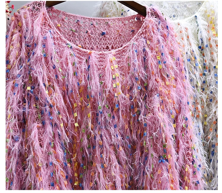 Korean new fashion sweater women autumn winter mohair comfy pullover knitwear colorful tassel sweaters coat sweet tops pull