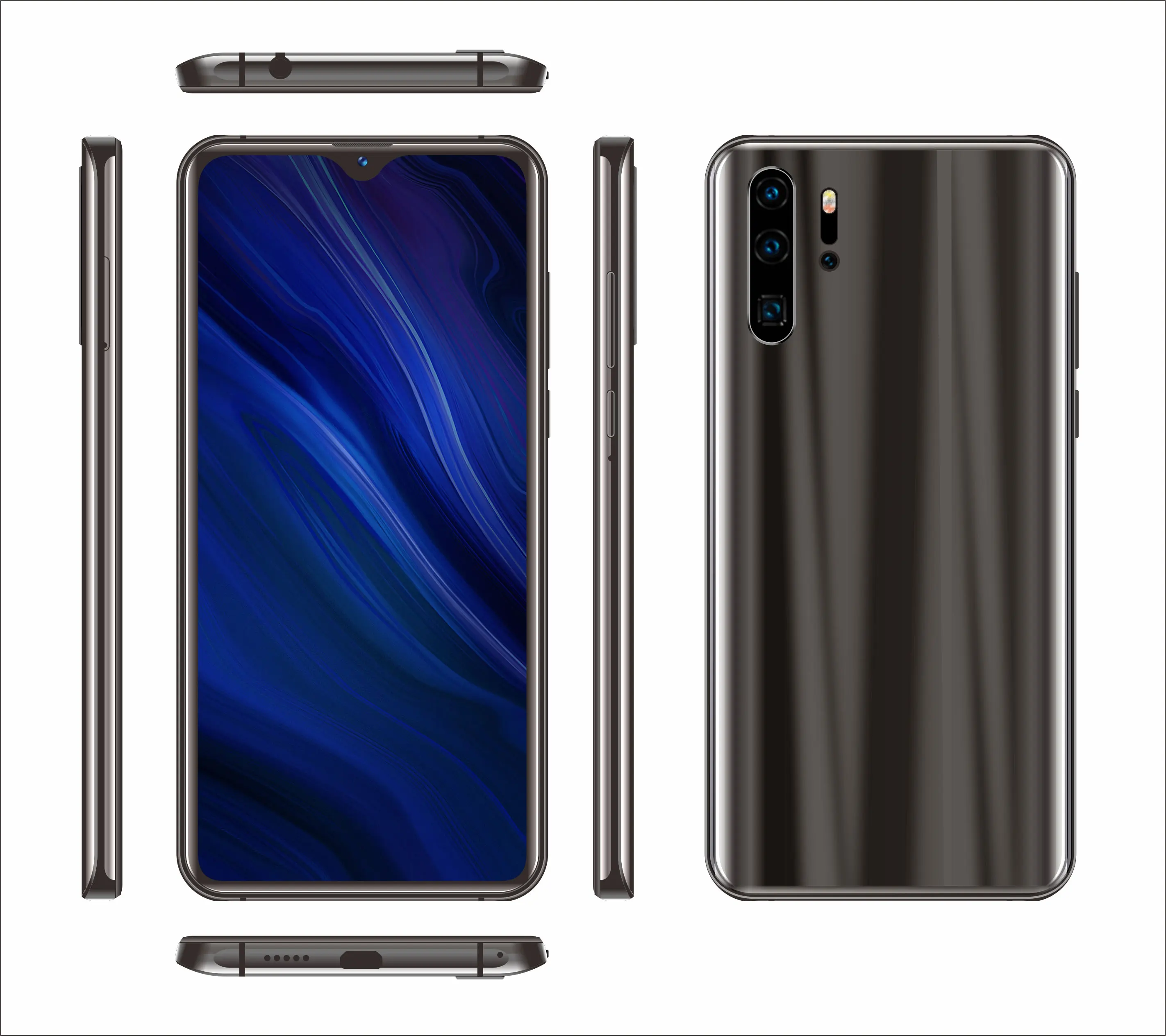 BLACK Глобальная версия Android смартфон 6,3 дюймов мобильный телефон с двумя sim-камерами мобильный телефон 3g 4G мобильный смартфон разблокировка лица сотовый телефон - Цвет: BLACK