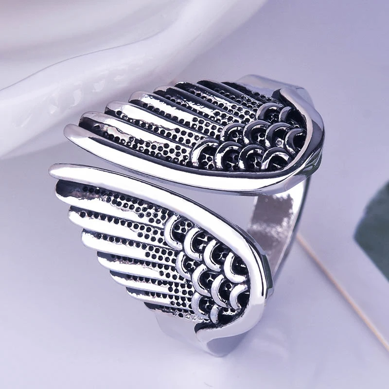 

2020 NEW Fashion Retro Luxury Open Ring Accessories Jewelry For Women Girl Best Gift Classic Adjustable Angel Wing Ring