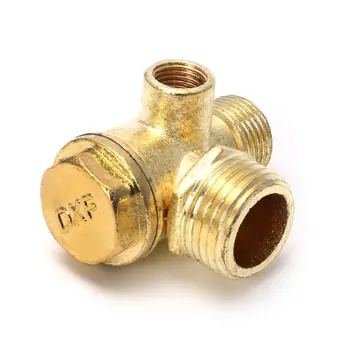 

1pc New 3 Port Check Valve Zinc Alloy Male Thread Check Valve Connector Tool For Air Compressor 90 Degree