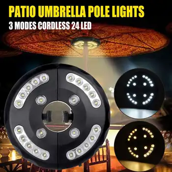 

20+4LED LED Patio Umbrella Light 5W Outdoor Cordless Umbrella Pole Light Garden Portable Camping Tent Lamp Emergency Light
