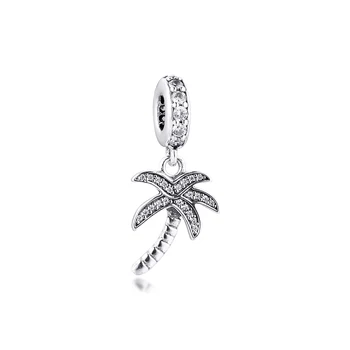 

CKK Fit Pandora Bracelet Sparkling Palm Tree Charms Silver 925 Original Beads for Jewelry Making Sterling DIY Berloque perles