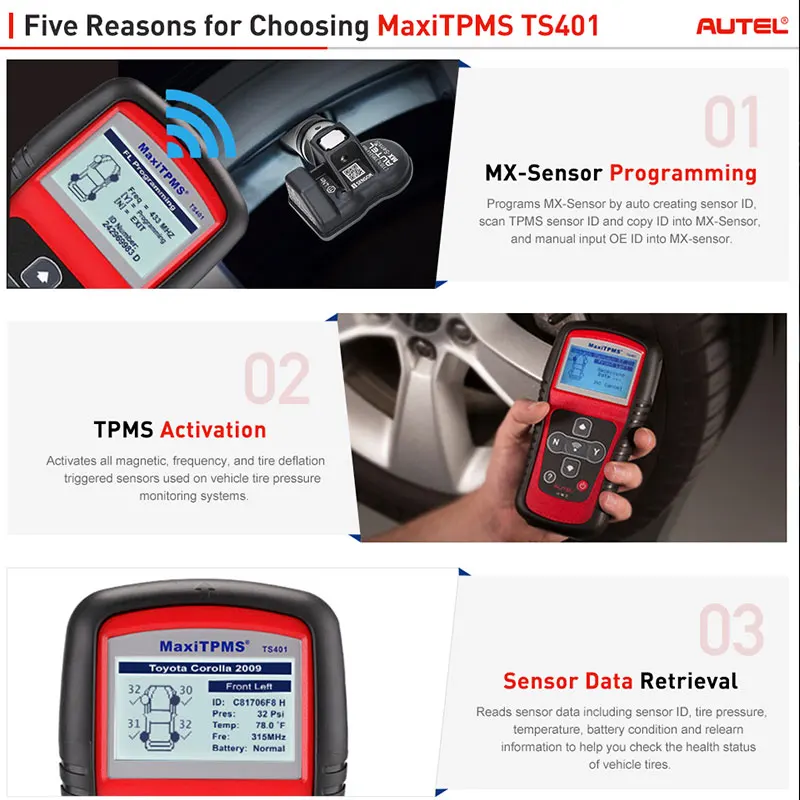 Autel MaxiTPMS TS401 система мониторинга давления в шинах OBD2 TPMS диагностический сканер