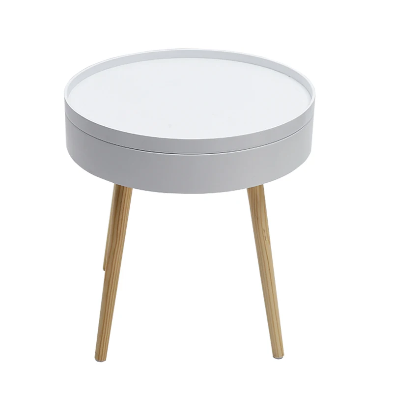  Solid Wood Nordic Creative Coffee Table Simple Side Sofa Side Table Corner Bed Round Table Modern E